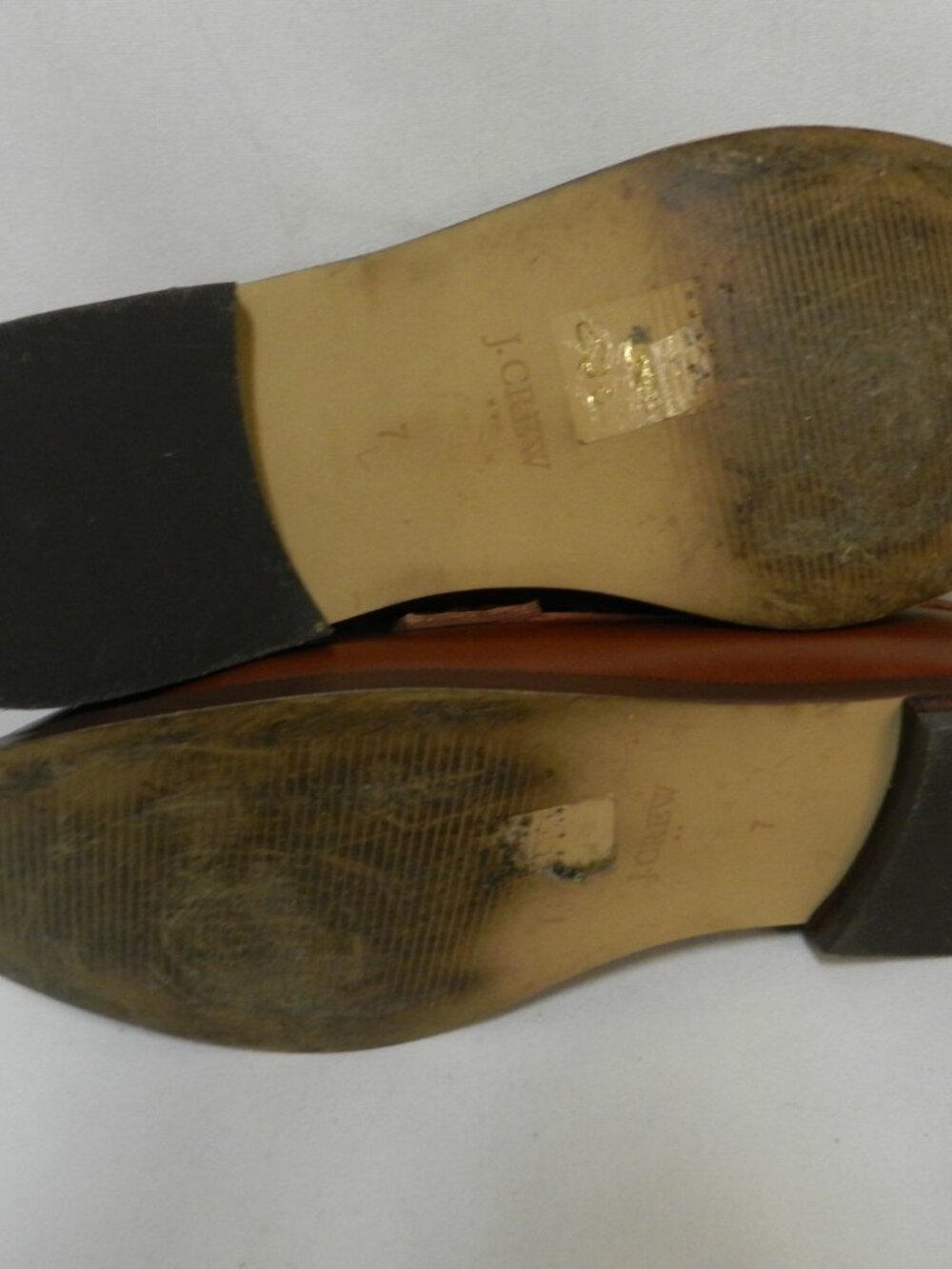 J. Crew Vintage Size 7 Leather Horse-bit gold-tone brown Loafers flats slides 7 - Picture 14 of 15